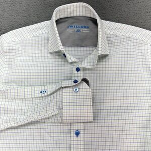 TWILLORY Performance Fabric Tailored Fit Plaid Dress Shirt Mens 15.5 34 36